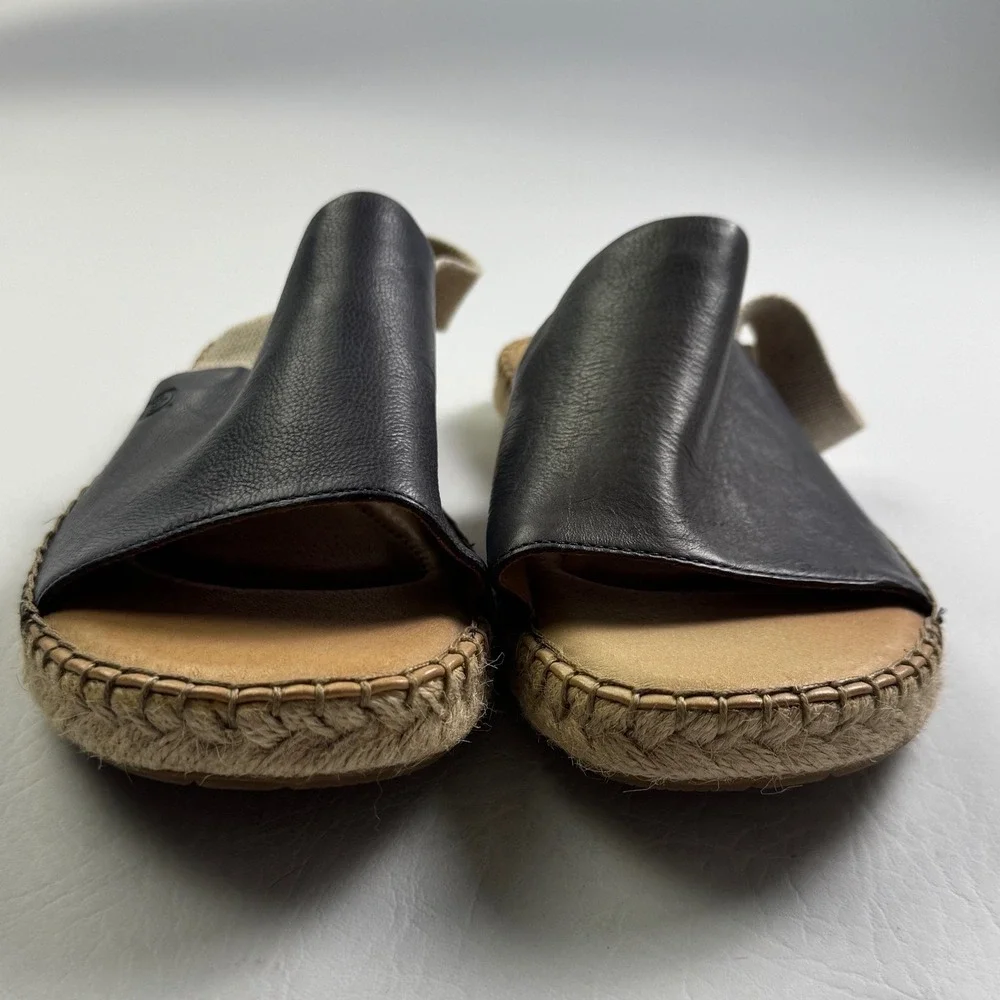 Born Drilles Navy Blue Leather Espadrille Slingback Sandals Womens 9M BR0005434